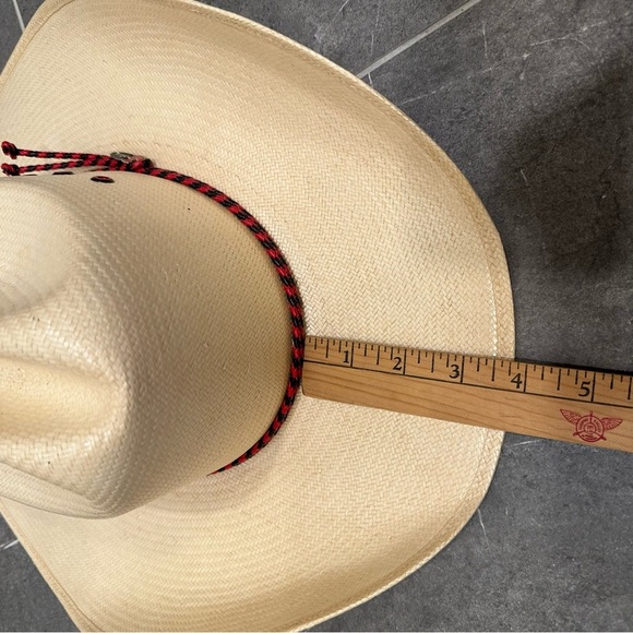 Justin straw cowboy hat western cowgirl red black tan 7 long oval 6X regal Toyo - Picture 2 of 16